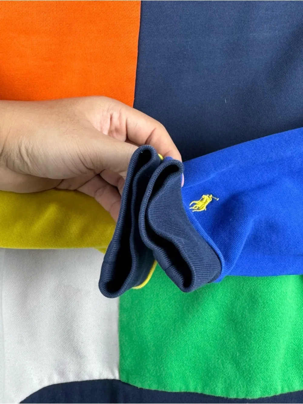 Polo Ralph Lauren Youth M‎ 10-12 Color Block Hoodie Blue Yellow White Green